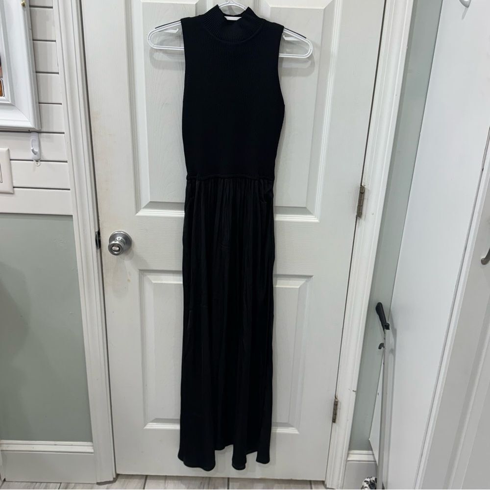 Elan Black mockneck sleeveless mixed media maxi dress size medium new with tags - Picture 2 of 12